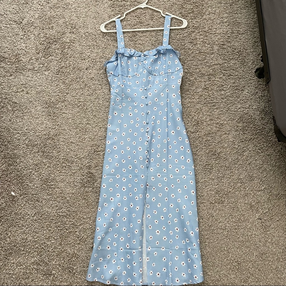 SHEIN blue floral midi dress
